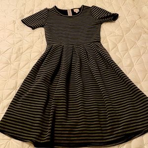 LuLaRoe Amelia dress black & grey striped size S